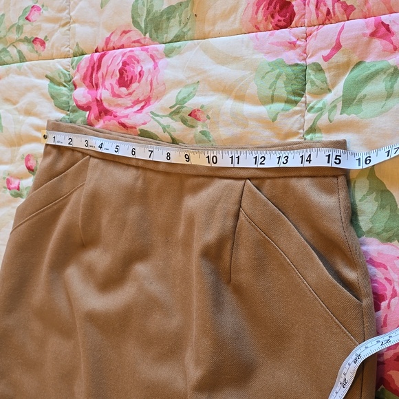 Pendleton | Tan Skirt 100% Virgin Wool Zip Back 2 Front Pockets Full Lining 12 - Picture 12 of 15